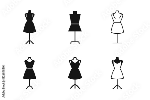 Fashion Logo Variations. fashion trends. Icon set. Set Logo of fashion trends: mannequin with outfit display. harmonious logo variations of the same emblematic