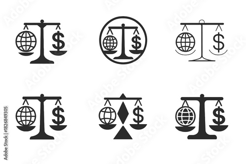 Ethical Branding Logos. Ethical branding. Icon set. Set Logo of ethical branding: balance between planet and profit. harmonious logo variations of the same
