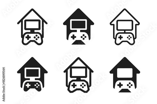 Interactive Icon Set. Interactive home entertainment experiences. Icon set. Set Logo of interactive home entertainment experiences: multi-device experience.