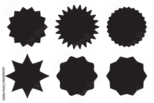 Set of red starburst, sunburst badges, Sale sticker, price tag, starburst icon set , Circle sticker set. Star round sticker tag icon shape pack. Circle starburst label shape for promo, sale. eps 10 