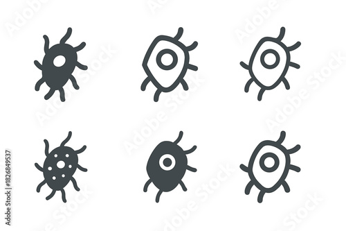 Microorganism Logo Variations. microorganism. Icon set. Set Logo of microorganism: protozoa shape. harmonious logo variations of the same emblematic concept,