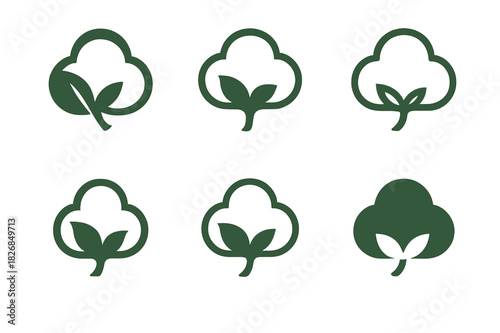 Eco-Conscious Fashion Icons. Eco-Conscious Fashion. Icon set. Set Logo of Eco-Conscious Fashion: Organic Cotton Symbol. harmonious logo variations of the same