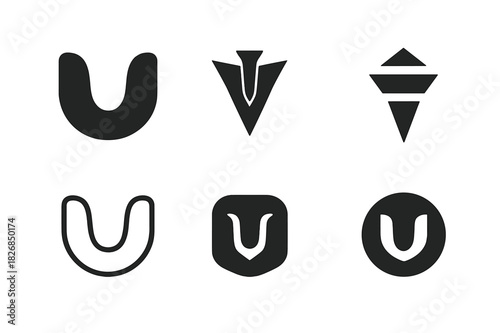 Deep Abyss Logos. Deep. Icon set. Set Logo of deep: abyssal trench. harmonious logo variations of the same emblematic concept, each with different artistic
