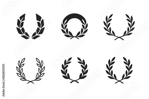 Medea Logo Variations. Medea. Icon set. Set Logo of Medea: Greek temple columns. harmonious logo variations of the same emblematic concept, each with different