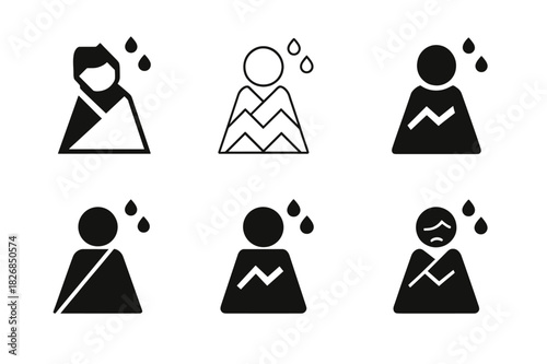 Emergency Blanket Logos. Wounded Victims. Icon set. Set Logo of Wounded Victims: Emergency Blanket. harmonious logo variations of the same emblematic concept