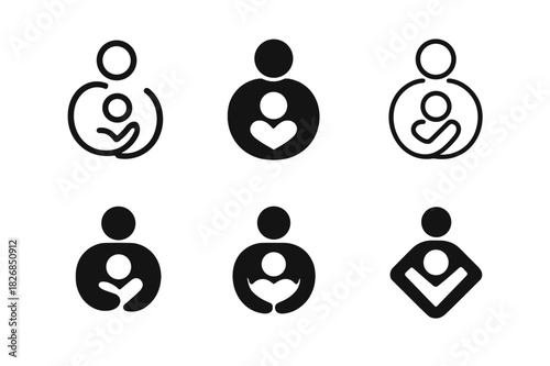 Emotional Support Icons. Parenting Tips. Icon set. Set Logo of Parenting Tips: Emotional Support. harmonious logo variations of the same emblematic concept