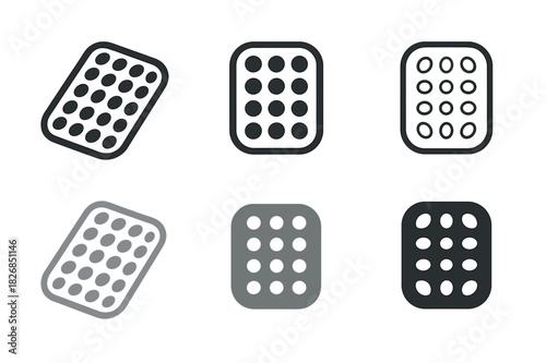 Bath Mat Icons. Bath Mat Texture. Icon set. Set Logo of Bath Mat Texture: raised dot surface pattern. harmonious logo variations of the same emblematic