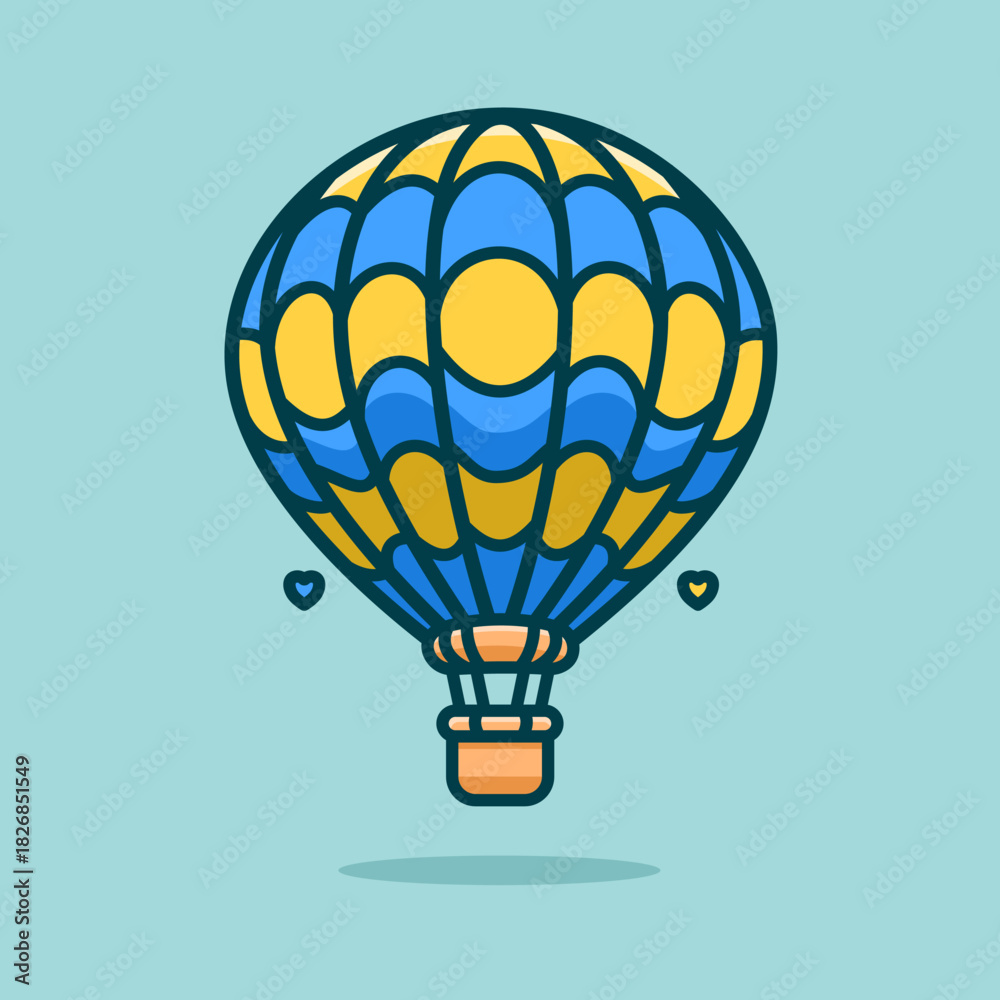 Obraz premium Cute Hot Air Balloon Cartoon Vector Art, Illustration and Graphic