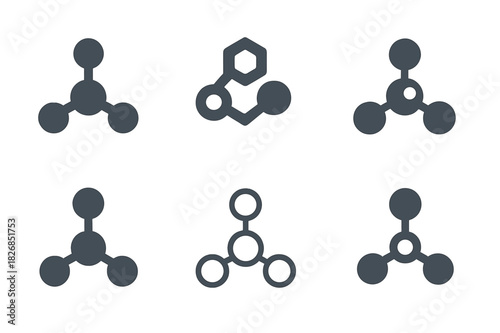 Diverse Catalyst Logos. catalyst. Icon set. Set Logo of catalyst: molecular structure. harmonious logo variations of the same emblematic concept, each with