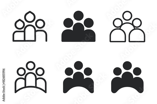 Diverse Crowd Logos. People in the Crowd. Icon set. Set Logo of People in the Crowd: Audience View. harmonious logo variations of the same emblematic concept,
