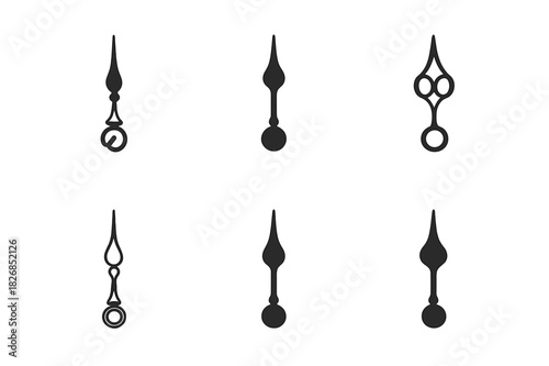 Elegant Clock Hands. Clock hands. Icon set. Set Logo of Clock hands: Elegant vintage hands. harmonious logo variations of the same emblematic concept (Stylized
