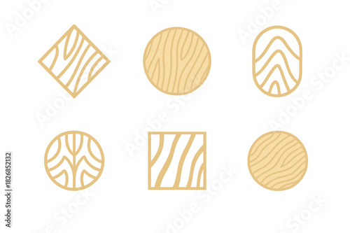 Light Wood Floor Logos. Light Wood Floor. Icon set. Set Logo of Light Wood Floor: Oak Texture. harmonious logo variations of the same emblematic concept, each