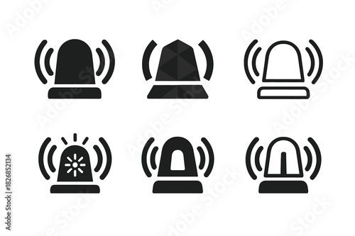 Smart Security Logos. Smart security systems. Icon set. Set Logo of smart security: siren with connectivity. harmonious logo variations of the same emblematic