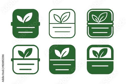 Healthy Meal Prep Icons. Healthy meal prep culture. Icon set. Set Logo of healthy meal prep culture: smoothie jars. harmonious logo variations of the same