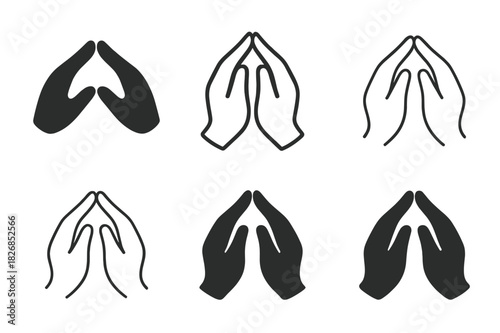 Entwined Hands Logos. Close-up photographs of hands touching or entwining. Icon set. Set Logo of hands entwined: two hands holding. harmonious logo variations