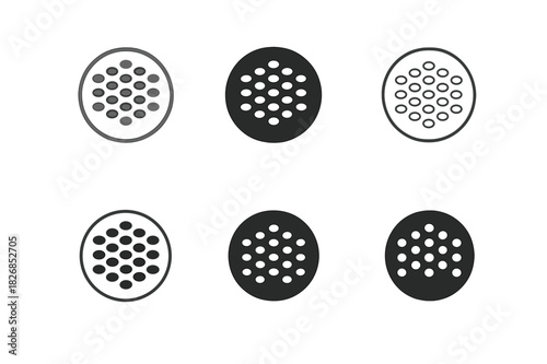 Bath Mat Icons. Bath Mat Texture. Icon set. Set Logo of Bath Mat Texture: raised dot surface pattern. harmonious logo variations of the same emblematic