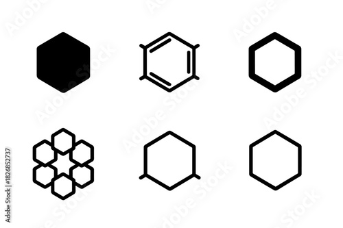 Chemical Logo Variations. Chemical composition. Icon set. Set Logo of chemical composition: molecular structure with bonded atoms. harmonious logo variations