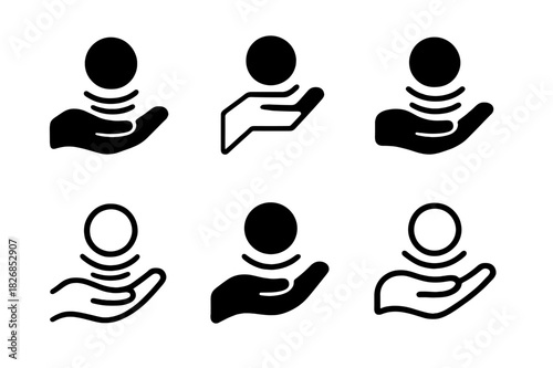 Weightlessness Icon Set. Weightlessness. Icon set. Set Logo of weightlessness: Object levitating in zero gravity. harmonious logo variations of the same