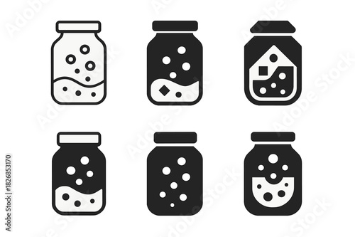 Fermentation Logo Variations. Fermentation process. Icon set. Set Logo of Fermentation process: Sugar to alcohol reaction. harmonious logo variations of the
