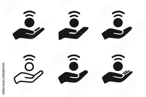 Weightlessness Icon Set. Weightlessness. Icon set. Set Logo of weightlessness: Object levitating in zero gravity. harmonious logo variations of the same