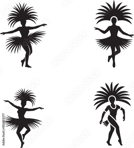 Samba dancer in motion silhouette icon