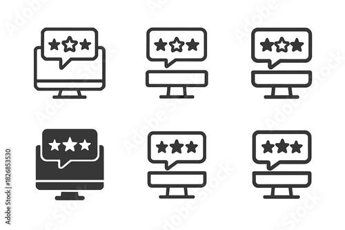 Customer Feedback Icons. The role of customer feedback in shaping marketing strategies. Icon set. Set Logo of megaphone. harmonious logo variations of the same