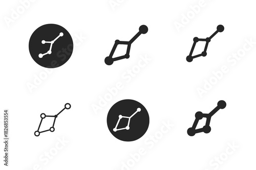 Harmonious Constellation Logos. Constellations. Icon set. Set Logo of constellations: celestial map icon. harmonious logo variations of the same emblematic
