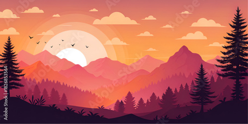 sunset in mountains