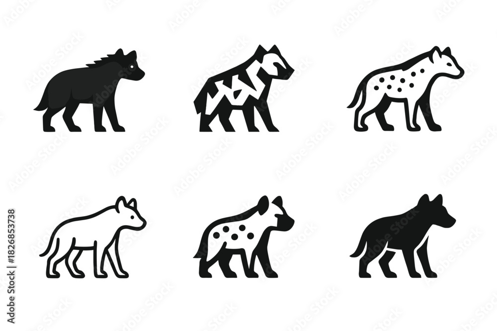 Obraz premium Savanna Animal Logos. savanna animals. Icon set. Set Logo of savanna animals: zebra. harmonious logo variations of the same emblematic concept, each with