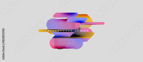Abstract colorful shapes overlap, creating dynamic background design. Gradient hues blend, offering modern visual appeal.