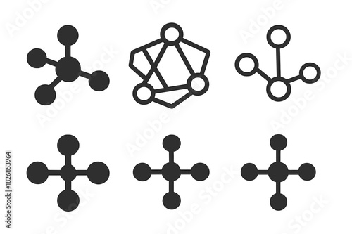 Business Networking Icons. Business Networking. Icon set. Set Logo of Business Networking: interconnected nodes. harmonious logo variations of the same