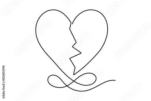 Love shape continuous one line art in clean minimalist outline vector illustration valentine’s day
