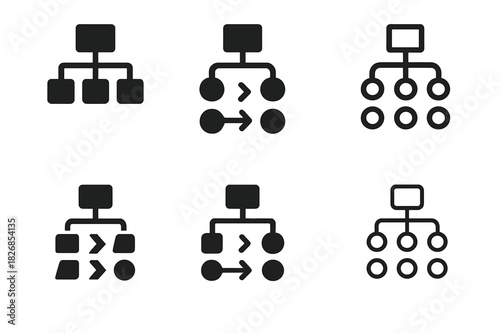 Organizational Change Logos. Guiding organizations through organizational change and transformation. Icon set. Set Logo of organizational change: Evolving