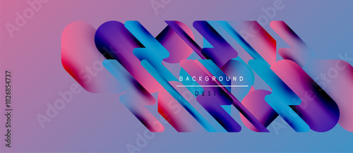 Abstract colorful ribbons create dynamic visual effect. Gradient shades blend, forming modern design element. Smooth curves suggest movement.