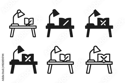 Creative Hobby Logos. Making space for personal hobbies. Icon set. Set Logo of making space for personal hobbies: organized desk. harmonious logo variations of