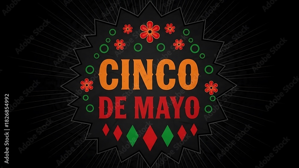 Fototapeta premium Celebrate Cinco de Mayo with Vibrant Fiesta Artwork Featuring Floral Accents and Festive Colors Inviting Party Atmosphere and Cultural Richness For Mexican Holiday