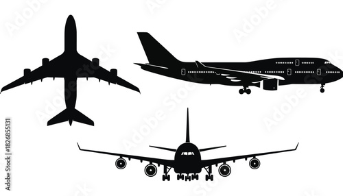 Airplane silhouette vector illustration for graphic design
