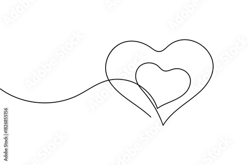 Love shape continuous one line art in clean minimalist outline vector illustration valentine’s day
