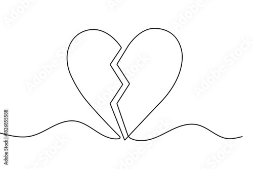 Love shape continuous one line art in clean minimalist outline vector illustration valentine’s day
