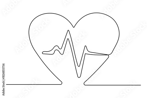 Love shape continuous one line art in clean minimalist outline vector illustration valentine’s day
