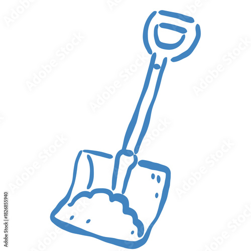 blue shovel digging, simple line art clip art preview