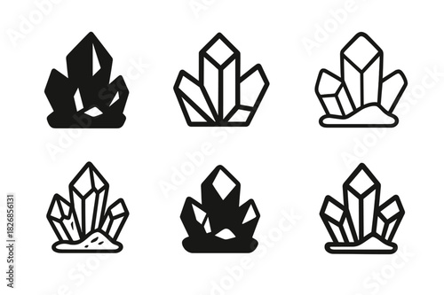 Geologist Icon Set. Geologist. Icon set. Set Logo of geologist: mineral specimen icon. harmonious logo variations of the same emblematic concept, each with