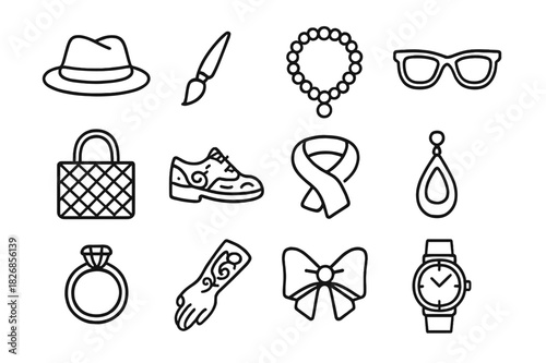 Creative Icon Grid. Creative activities. Line icon set of creative activities: drawing, painting, sculpting, designing, photographing, filming, singing,