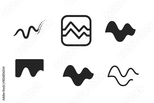 Emotional Exhaustion Icons. Emotional exhaustion. Icon set. Set Logo of emotional exhaustion: fading energy wave. harmonious logo variations of the same