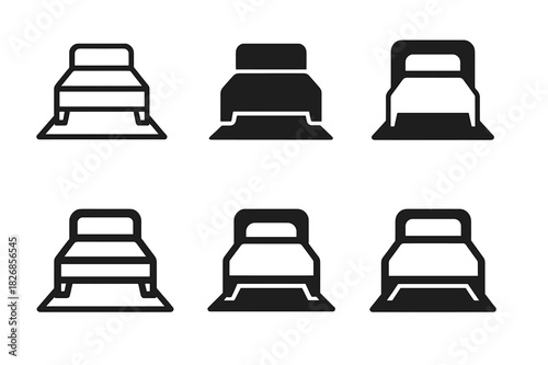 Rug Logo Variations. Rug Under Bed. Icon set. Set Logo of Rug Under Bed: Tucked Corners. harmonious logo variations of the same emblematic concept (Minimal