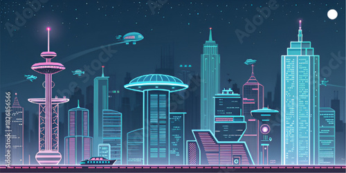 city skyline in the night