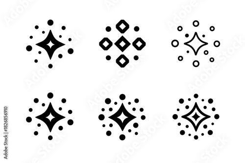 Serendipity Logo Set. The science of serendipity. Icon set. Set Logo of serendipity: glint among chaos. harmonious logo variations of the same emblematic