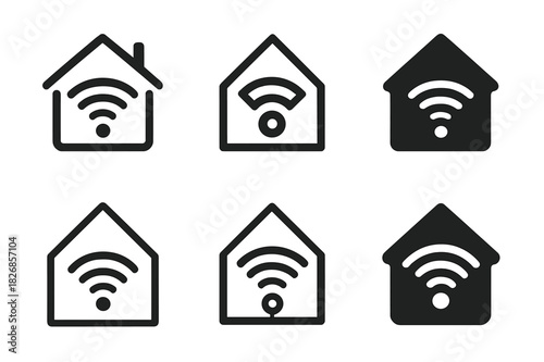 Home Automation Icons. Home automation. Icon set. Set Logo of home automation: connected home symbol. harmonious logo variations of the same emblematic