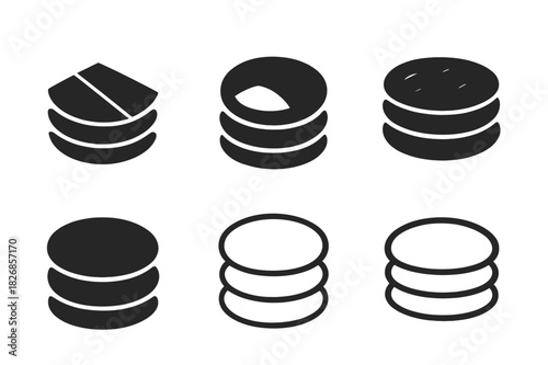 Pita Bread Logos. Making homemade pita bread or flatbreads. Icon set. Set Logo of making homemade pita bread or flatbreads: pita bread stack. harmonious logo