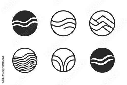 Nature-Inspired Logo Set. Graphic design trends nature inspired design. Icon set. Set Logo of nature inspired design: organic wave lines pattern. harmonious